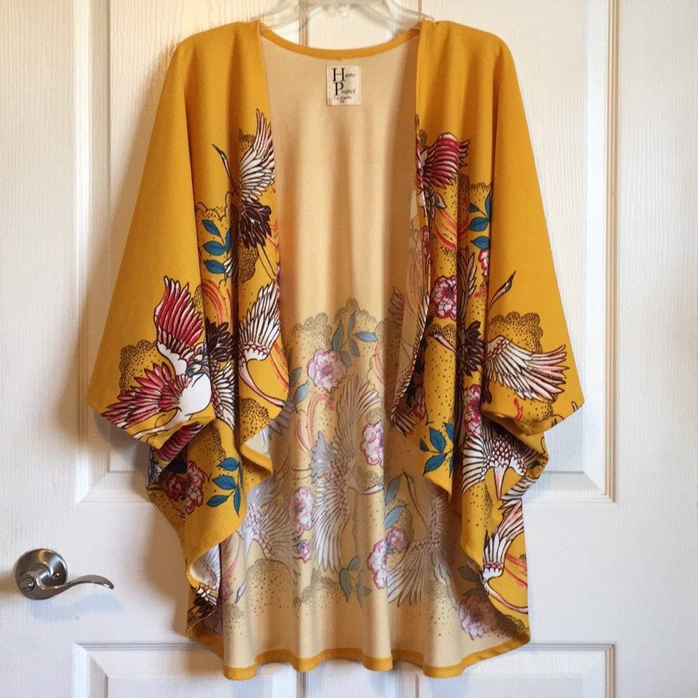 Haute Project Kimono Beach Coverup Swan Crane